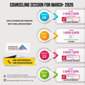 March 2020 counseling schedule